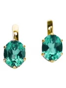 Earrings Vintage craft Emerald 14K Yellow gold vec003y
